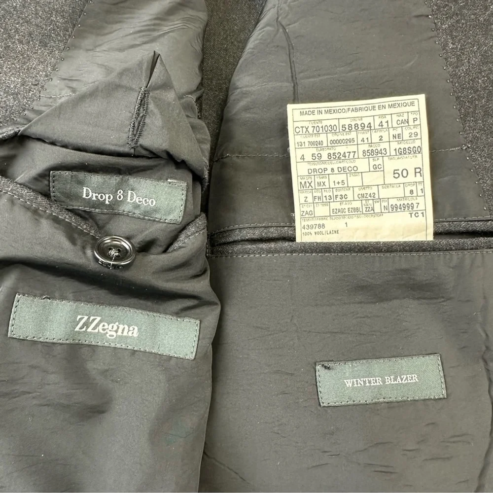 Zegna Drop 8 Deco black Winter Blazer with Vest 40R Mens sportcoat